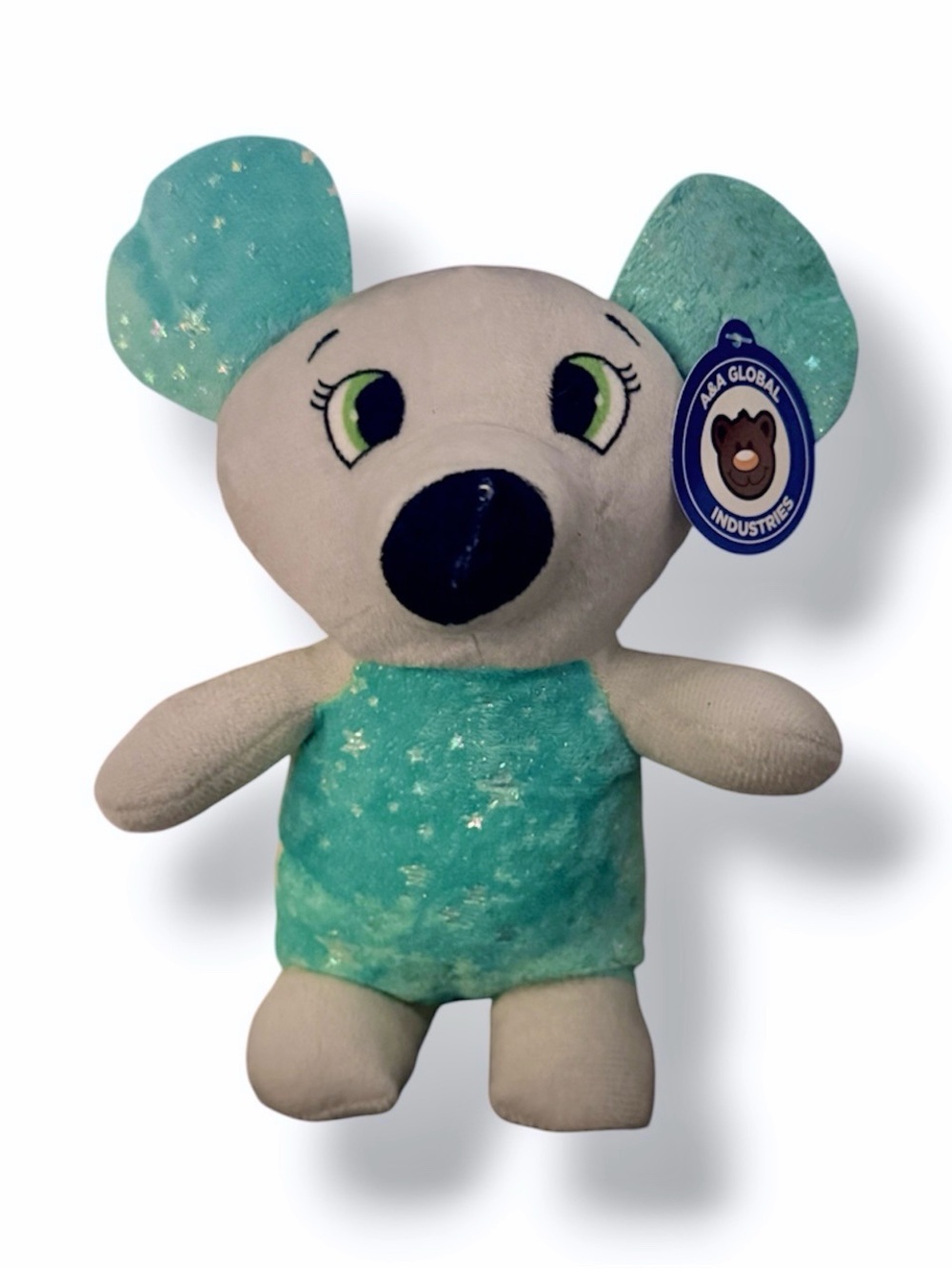 A&A Global Industries Teal & Gray Plush Mouse Stuffed Animal - NWT